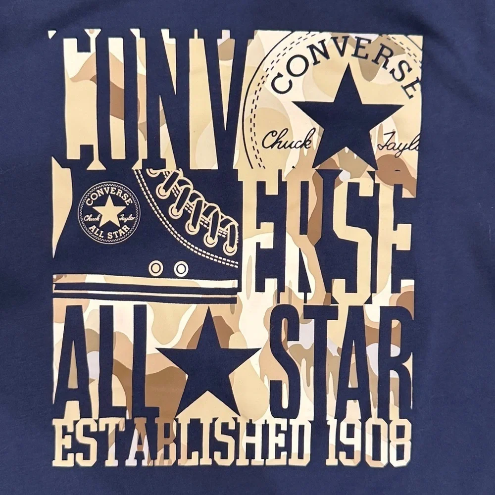 NWOT, Converse Navy Tee with camo Graphics